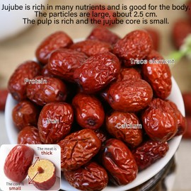 DOZO Dried Red Dates 100% Natural Sweet Chinese Jujube Dried Fruit Superfood No Sugar Added, No Addition 红枣 大枣 17.64oz/500g