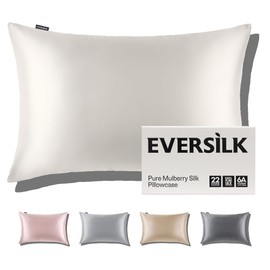 22 Momme Silk Pillowcase for Hair and Skin: 100% Pure Double-Sided Pillowcase with Hidden Zip - Silk Pillowcase - Mulberry Silk Pillowcase (White, 40 x 60 cm)