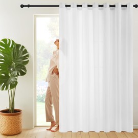 NICETOWN Non-See-Through Patio Sliding Door Sheer Curtain, W100 x L84 in, Privacy & Light Filtering Room Divider, Curtian for Sliding Glass Door, Bedroom, Living Room, Elegant Big Drape, White, 1 PC