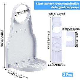 2-Pack White Laundry Detergent Cup Holder & Nozzle Force-Saving Switch, Liquid Soap Detergent Dispenser Holder Drip Tray Catcher Room Organization and Storage Decor