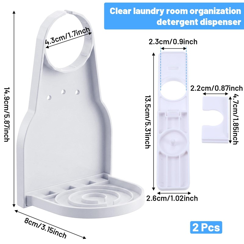 2-Pack White Laundry Detergent Cup Holder & Nozzle Force-Saving Switch,