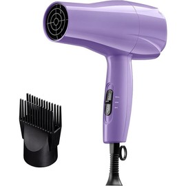 1875 Ceramic Hair Dryer, Powerful Fast Drying, Multi-Setting with Comb Attachment, Additional Detangler Included, Slide Bar Switch, Compact for Home & Travel (Purple) - Color: Purple