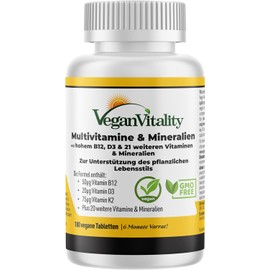 Vegan Multivitamins & Minerals, 180 Tablets, B12, D3 & K2, 6-Month Supply