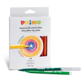 PRIMO Fine Tip Marker Set, 12-Color Set, Bright and Vivid Colors, Washable