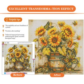 igoodom Diamond Art Kits for Adults, Sunflowers Diamond Art Kits, Full Drill Round Sunflowers Butterfly Diamond Painting Kits, DIY Gem Art and Crafts for Home Wall Decor Gift 14x14inch