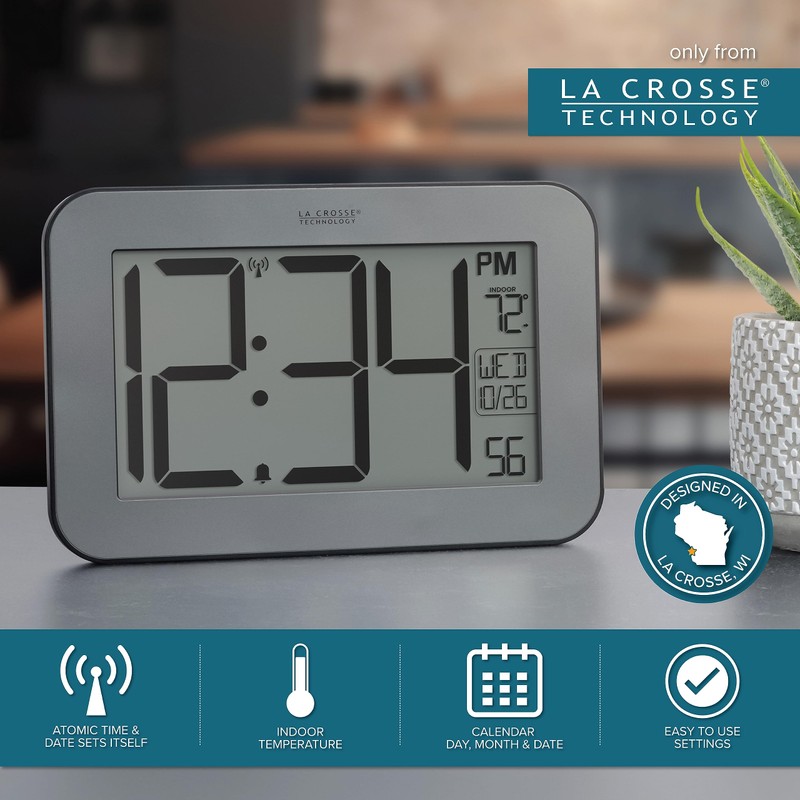 La Crosse Technology Atomic Digital Wall/Table Clock, 10" x 6.5"