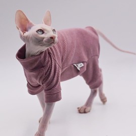 Hairless Cat Clothes Four-Legged Velvet Warm Soft Autumn and Winter Cat Apparel for Sphynx Cat, Devon Rex Cat, Cornish (Small)