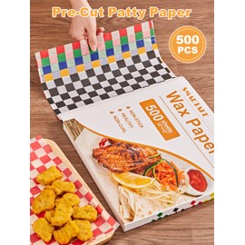 SMARTAKE 12 x 12 Inches Wax Paper for Food, 500 Pcs Non-Stick Hamburger Patty Paper, Square Sandwich Separators Wrapping Paper, for Lunch, Restaurants, Barbecues, Picnics, Parties, 5 Colors