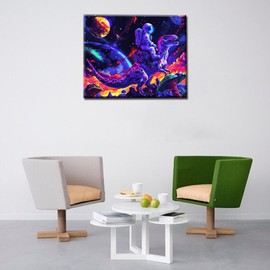 Purple Dinosaur by Numbers for Adults Kids Beginner,Astronaut DIY Acrylic Watercolor Paint by Number for Adults Beginner and Kids 16x20 inch Painting Craft On Canvas Home Decor(Without Frame)