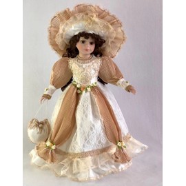 J.Misa Collection 18inch Standing Porcelain Victorian Doll with Stand, 18 inches Tall