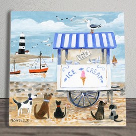 Global Designs Ice Cream Artwork by Maureen Bondfield Printed Onto Ceramic Picture Tile
