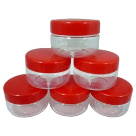 Sunpet J0050 50ml Small Plastic Food Storage Canisters, Red (Pack of 6)
