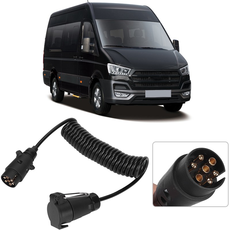 7 Pin Trailer Plug With 98.4in Spring Extension Cable 12V
