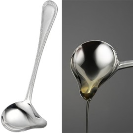 2PCS Sauce Ladle Small Soup Ladle,7.8inch Small Spoon,Gravy Ladle Sauce Ladle,Stainless Steel Sauce Drizzle Spoon,Spoon with Pouring Spout, for Soup Sauces, Gravies, Dressings.