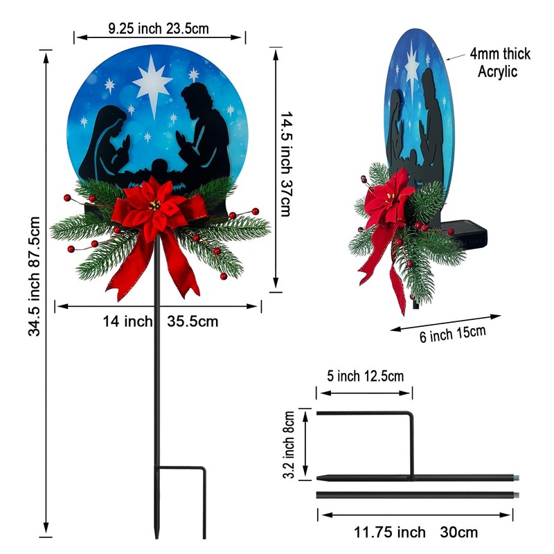 WAIU Nativity Secen Solar Garden Stake Christmas Decorations Outdoor Solar