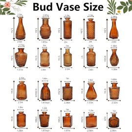 Amber Glass Bud Vases Set of 20,Small Flower Vases for Wedding Centerpieces,Mini Bud Vases in Bulk Amber Glass Vase for Table Decoration,Home Decor