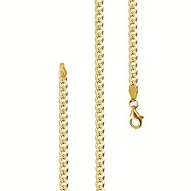 Lijoh LJ1042 Men's Curb Chain Gold-Plated 925 Sterling Silver (4.2 mm) Gold Chain Chains Length: 45 cm to 60 cm, Sterling Silver
