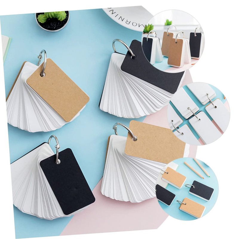 STOBOK 8pcs Binding Ring Flash Cards Memo Cards Portable Notebook