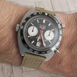 StrapHabit Quick Release Watch Band Replacement Sailcloth Watch Strap - 20mm 22mm Nylon & Leather Watch Strap (Khaki, 20mm - Premium)