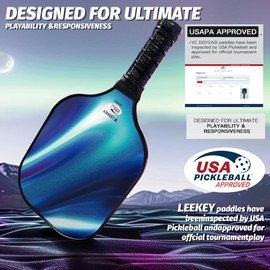 LEEKEY Pickleball Paddles Set of 2 - USAPA Approved Fiberglass Pickleball Racket, Racquet Made of Polypropylene Honeycomb Core,Lightweight Design Pickleball Paddles for Men Women Beginners