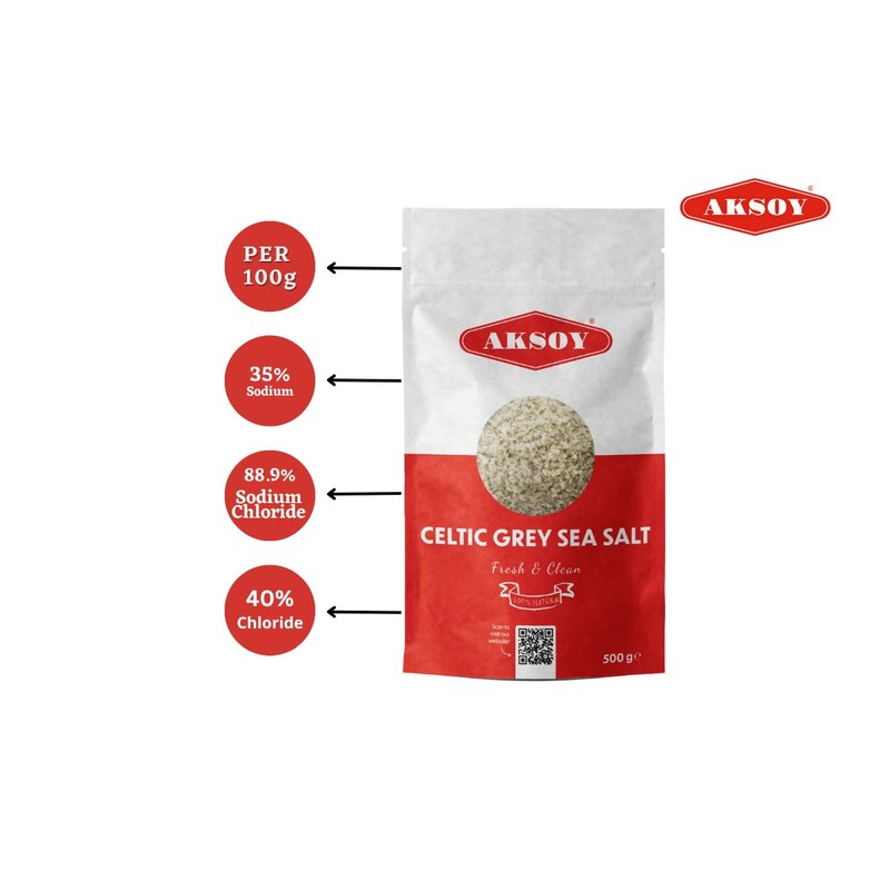 Aksoy Celtic Grey Sea Salt Coarse 500g Natural Mineral-Rich Sea
