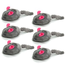 SunGrow Squeaky Plush Hamsters for Cats, Tug Squeaker Chews for Kittens' Interactive Fun, Hide and Seek Activity, Soft Stuffed Fetch for Ferrets, Dark Brown, 6 Pcs per Pack