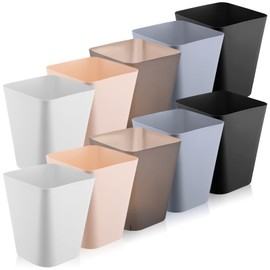 Amyhill 10 Pcs Square Plastic Trash Can Wastebasket Small Garbage Can Waste Basket for Bathroom Office Kitchen Living Room Bedroom Home Under Desk, Black, Gray, White, Khaki, Brown