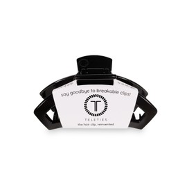 TELETIES - Small Open Hair Clip - Hair Claw Clips for Women - Strong Grip, Bendable Teeth, Comfortable Cutout Design - For Thin to Medium Thick Hair - All Hair Types & Textures - Jet Black