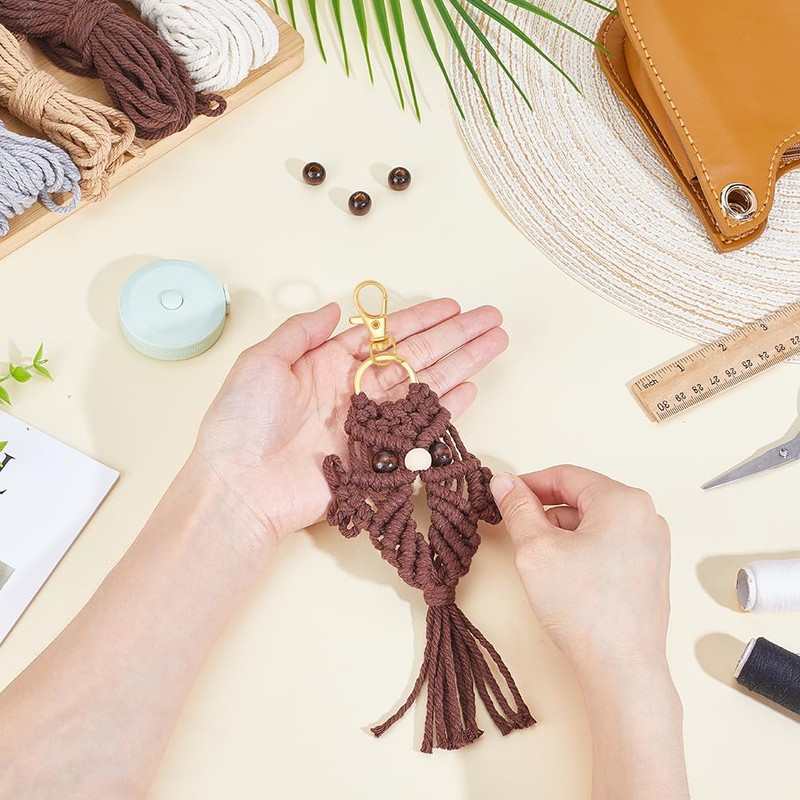 ACRNIGHEET 6PCS Owl Macrame Keychain Kit for Adults Beginners 6