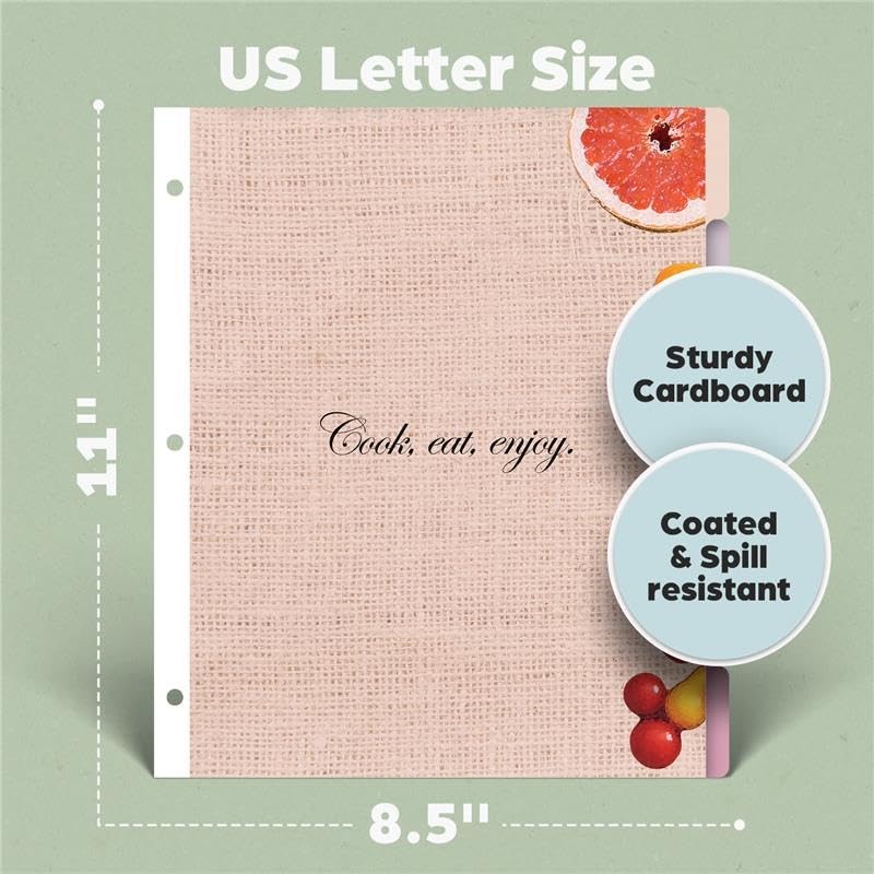 Dividers with Tabs for Recipe Binder, 12 Dividers for 3