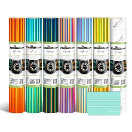 TECKWRAP Holographic Chrome Adhesive Vinyl Bundle 12" x 36"/Rolls for DIY Craft, Arts (Silver, Luxury Gold, Rosegold, Gray, Pumpkin Orange, Emerald Green)