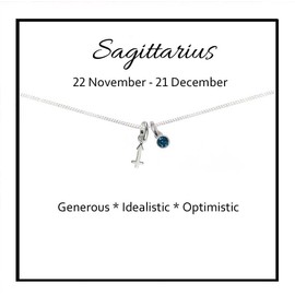 Sagittarius Zodiac Birthstone Necklace 925 Sterling Silver Birthday Gift for Girl's, Women
