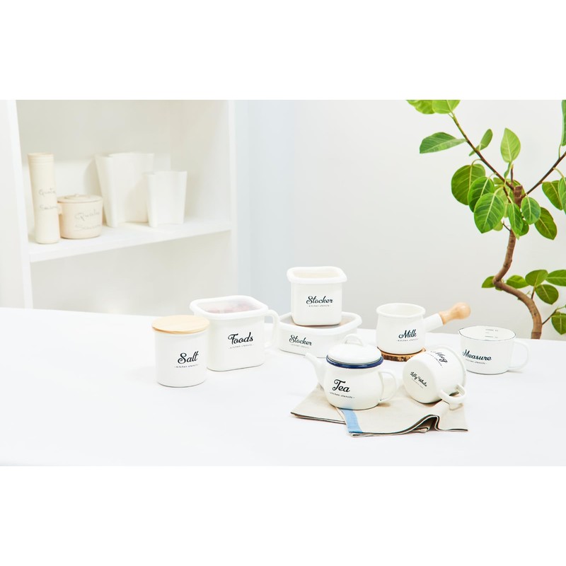 Lilly White Enamel Cutlery Stand, White, Size: Approx. W9.3 D9.3
