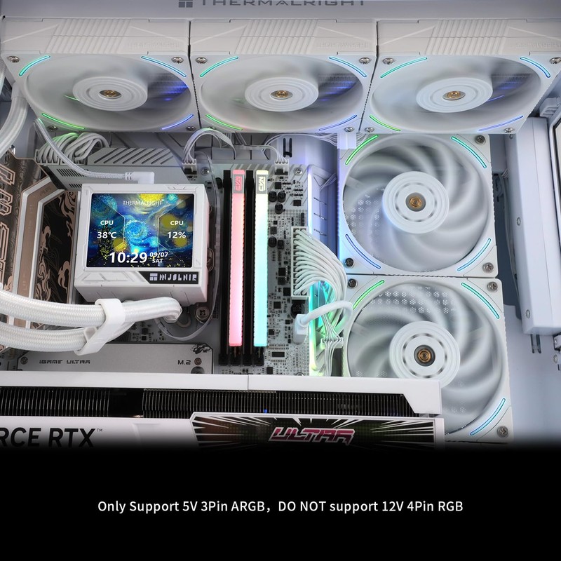 Thermalrlght Mjolnir Vision 360 ARGB White CPU Water Cooler,3 PWM