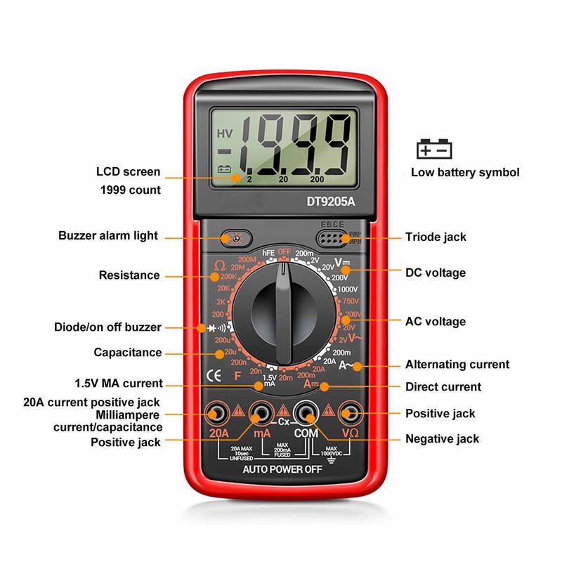 Digital Multimeter Electrical Voltage Tester Set High Accuracy Multifunctional Multi