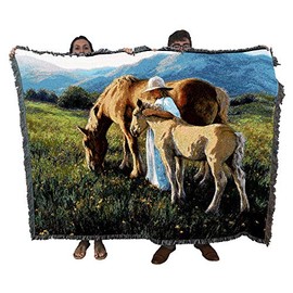 Pure Country Weavers - Beautiful Blondes Woven Tapestry Throw Blanket with Fringe Cotton USA Size 72 x 54