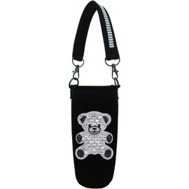 KiLaVie Pet Bottle Holder, Plastic Bottle Cover, Water Bottle Cover, 16.9 fl oz (500 ml), Cold Insulation, Glitter, Cute, Stylish, Lunch Goods, Miscellaneous Goods, Picnic (Color/Pattern) Teddy Bear)