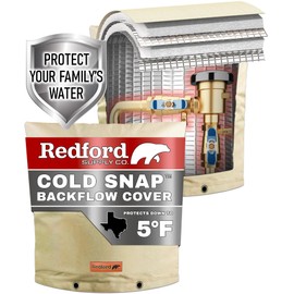 Redford Supply Co. Cold Snap (5°F) Backflow Preventer Insulation Cover, 14"W x 14"H, Pipe Insulation, Water Sprinkler Covers for Outside, Sprinkler Backflow Cover for Winter, Well Pump Bag (Beige)