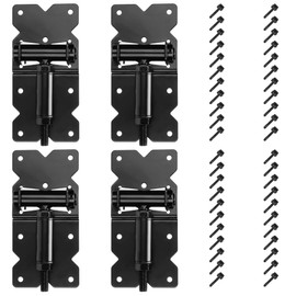 DURIGID Self Closing Gate Hinges, Gate Hinge Heavy Duty, Shed Door Hinges for Vinyl/Wood Fence/Steal Gate, Self-Tapping Screws and Adjustment Tool, Black Finish, 4 Pack