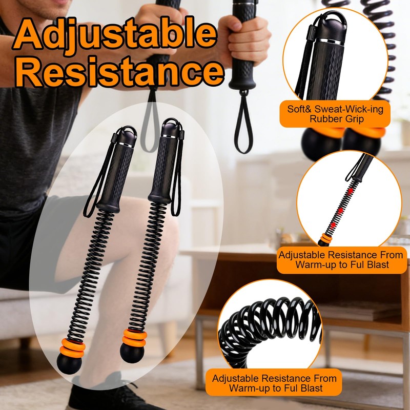 2PCS Adjustable Weighted Ropeless Battle Ropes, Heavy Duty Cordless Battle