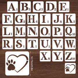 Pack of 27 Stencils, Letters, 5.8 Inch Letter Stencils, Large, Reusable Letter Stencils, Alphabet Stencils, Number Stencils, for DIY Scrapbooking Painting, Wooden Sign, Decoration