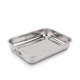 ROSSETTO Casserole Dish Stainless Steel Rectangular Small Baking Dish with Folding Handles Rustproof 25 cm x 18 cm Dishwasher Safe