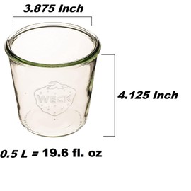 WECK Canning Jars 742 Mold Jars made of Transparent Glass - Eco-Friendly Canning Jar - Storage for Food, Yogurt with Air Tight Seal and Lid - 1/2 Liter Tall Jar Set - (2 Jars)