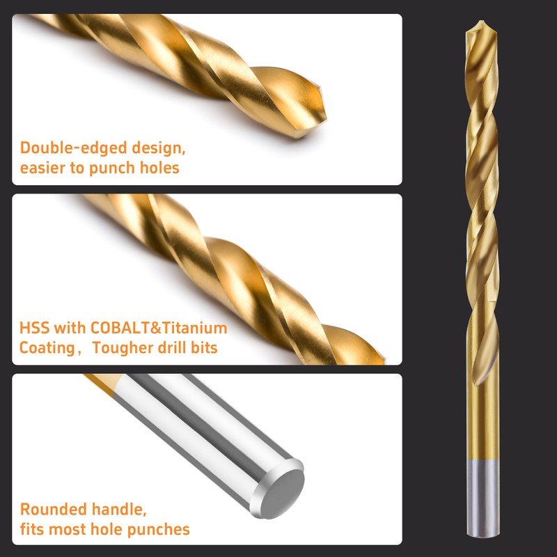 Cobalt Left Hand Drill Bit Set, 13Pcs High-Speed Steel Drills