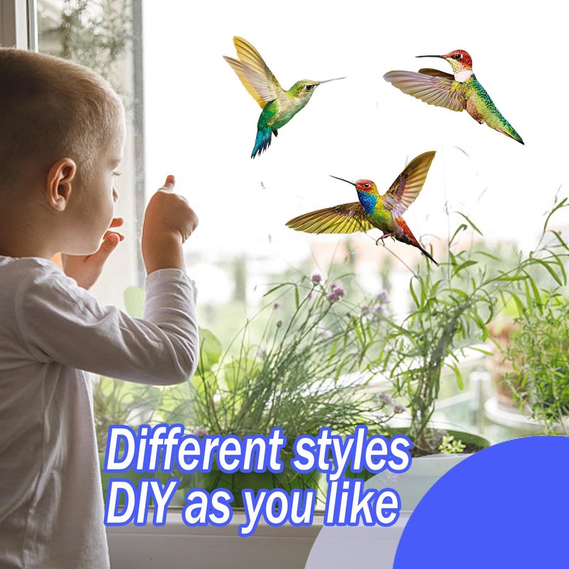 6 Mixed Beautiful Bird Window Stickers, Hummingbird Wall Stickers Decor,