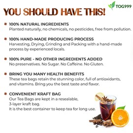 60 Hot Special Cinnamon Tea Bags – Special Blend of Cinnamon, Black Tea, Orange Peel and Cloves, 100% Natural Ingredients, Hand-made Blend Herbal Tea. Eco-conscious Tea Bags. No Sugar, No Caffeine, No Gluten, Vegan.
