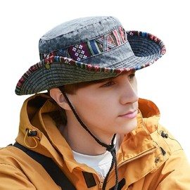 Men's Sun Hat, UV Protective Boonie Hat, Wide Brim Safari Cotton Hat, Foldable for Fishing, Hiking, Gardening, Ideal Summer Beach Hat for Men (UK, Alpha, One Size, Grey)