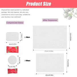 GZhaizhuan Disposable Compressed Towel Set, Portable Compressed Cotton Towels, Round + Square Combination for Holidays, Travel, Sports, Pack of 140