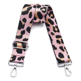 Wide Purse Strap Adjustable Replacement Crossbody Bag Strap Silver Hardware Shoulder Straps for Canvas Tote Handbags, Silver Hardware-Leopard-C13, Silver buckles - Wide 1.5"(3.8cm) -long 52"(132cm)