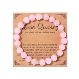 MOZAKA Natural Crystal Bracelets for Women Men 8mm Semi-Precious Gemstone Beaded Bracelets Adjustable Round Gemstone Bracelets Jewelry Gifts